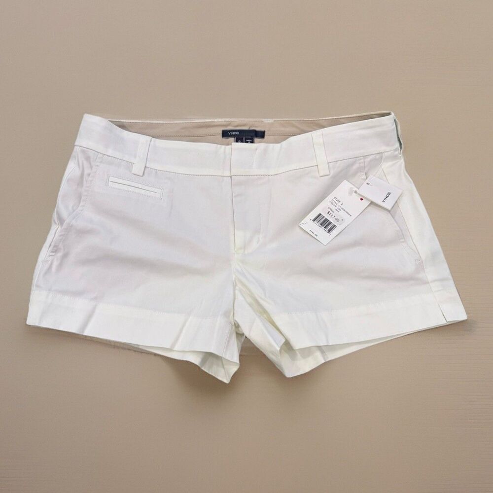 Vince Womens 5-Pocket Chino Shorts Size 2 White Cotton 3-Inch Inseam NWT $195